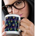 thumbnail image 2 of 3drose, Impressive Mardi Gras Masks, Colorful, Feathers, Beads, Charming Gift, 15oz Two-tone Black Mug, 2 of 6