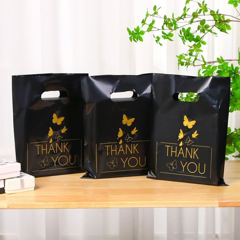 Bocaoying 100 Pcs Thank You Bags Shopping Bags Bulk 12 x 9 inches Plastic Thank You Bags for Business Boutique Thicken Shop Bags with Handles for Goodie Bags Small Business Shopping Walmart