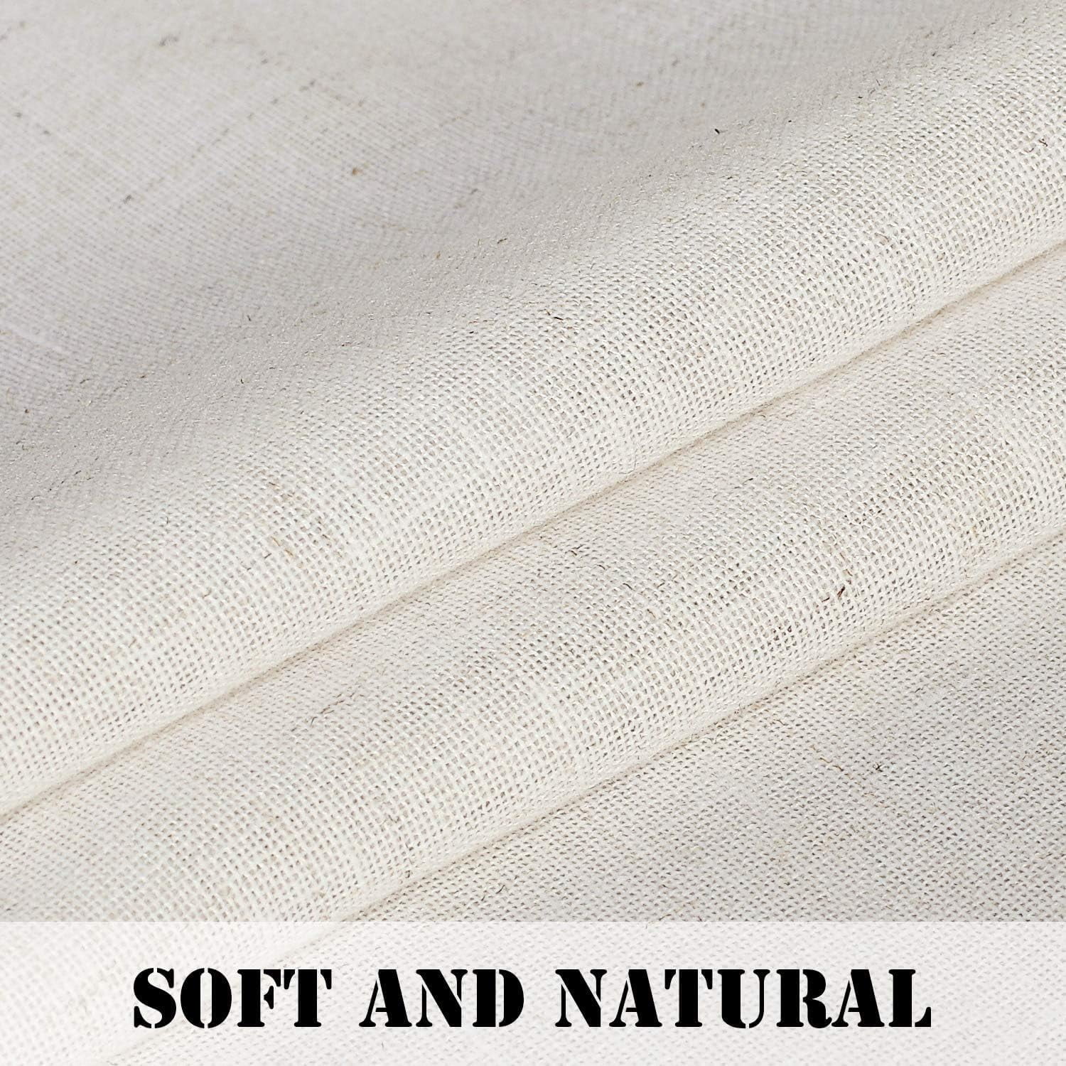 "Primebeau Natural Linen Textured Sheer Curtains with Nickel Grommets, 52"" W x 63"" L, Ivory"