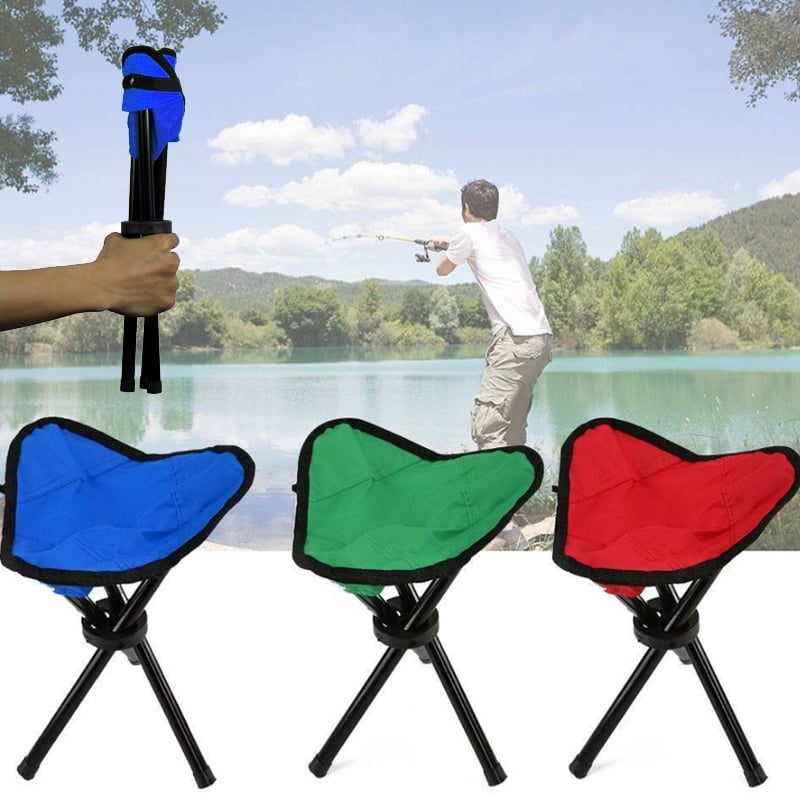 Red Folding Ice Fishing Camping Chair Portable W/ Carry Bag Triangular Legs New 
