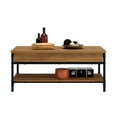 Sauder Iron City Industrial Pipe LiftTop Coffee Table, Checked Oak