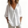 thumbnail image 2 of NTACZA Cotton and Linen Business Casual Tops for Women Henley 3/4 Sleeve Blouses Beach Vacation Relaxed Fit Button Shirts for Women Fashion, 2 of 6