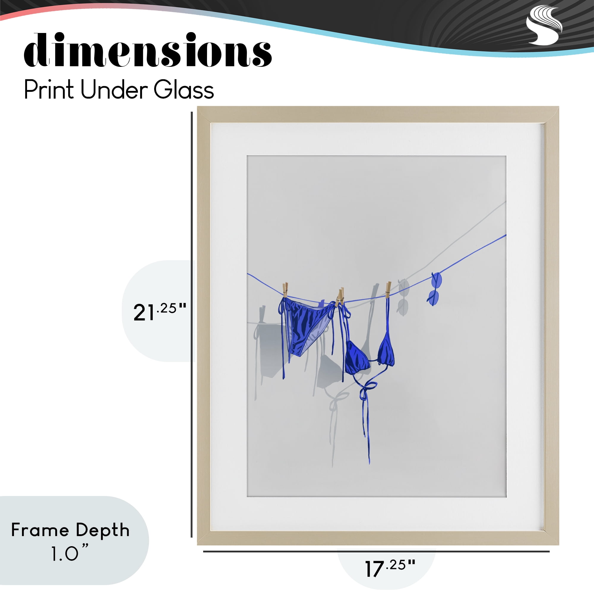Stupell Industries Blue Bikini on Clothesline Birch Framed Print Under Glass, design by Ziwei Li