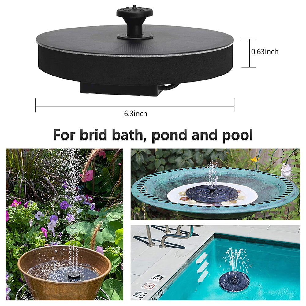 3W Solar Fountain Kit with 1200 mAh Backup Battery Upgraded Solar Bird Bath Fountain with 6 Nozzles Solar Fountain Pump for Bird Bath Solar Floating Fountain for Pond Pool Patio Garden Outdoor 