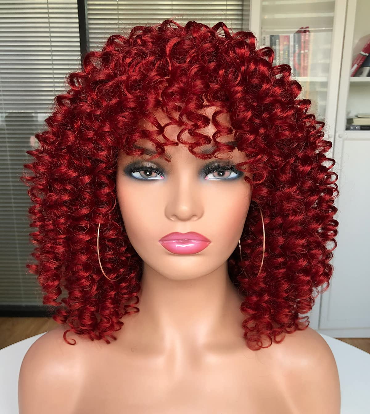 Annivia Afro Curly Wigs with Bangs Kinky Curly Wigs for Black Women ...