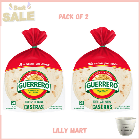 Guerrero Caseras Flour Tortillas, Fajita Size, 20 Count pack of 2