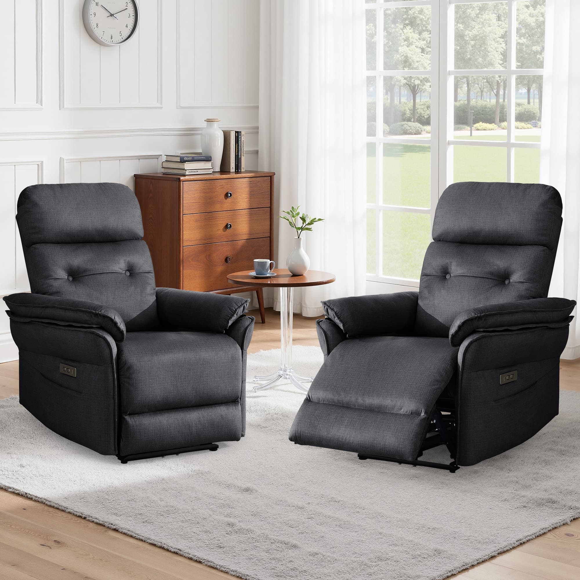 Korser Small Power Zero Gravity Recliner Chairs for Adults with USB&Type-C Ports for Living Room,Grey