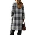 thumbnail image 5 of Dzrciro Plaid Long Coat for Women, Long Sleeve Lapel Open Front Button Checkered Trench Coat, Elegant Fashion Fall Outerwear S-2XL, 5 of 7