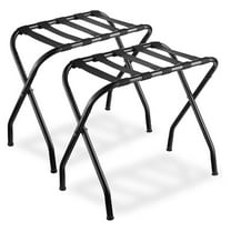 Folding Luggage Rack 2-Pack, Collapsible Metal Suitcase Stand - Black Steel, Heavy Duty, Portable for Bedroom, Guest Room, Hotel, Travel
