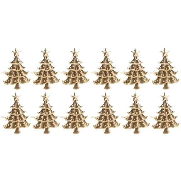 Jiyike 12 pcs Christmas Tree Napkin Rings Metal Napkin Buckles Dinner Party Tableware Decor