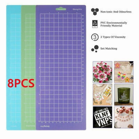 8 PACK 3 Color Mats Combo Cutting Mat for Cricut Maker 12 x 4.5 inch