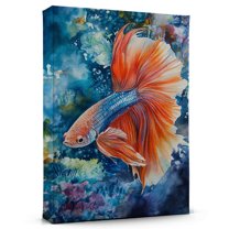 Betta Fish Red Rosetail Canvas Wall Art Animal Decor, Betta Fish Red Rosetail Canvas Prints Wild Animal Artwork for Living Room Bedroom Office 190HD69