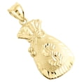 thumbnail image 4 of 10K Yellow Gold Dollar Sign Diamond Cut Money Bag Pendant 1.65" Statement Charm, 4 of 6