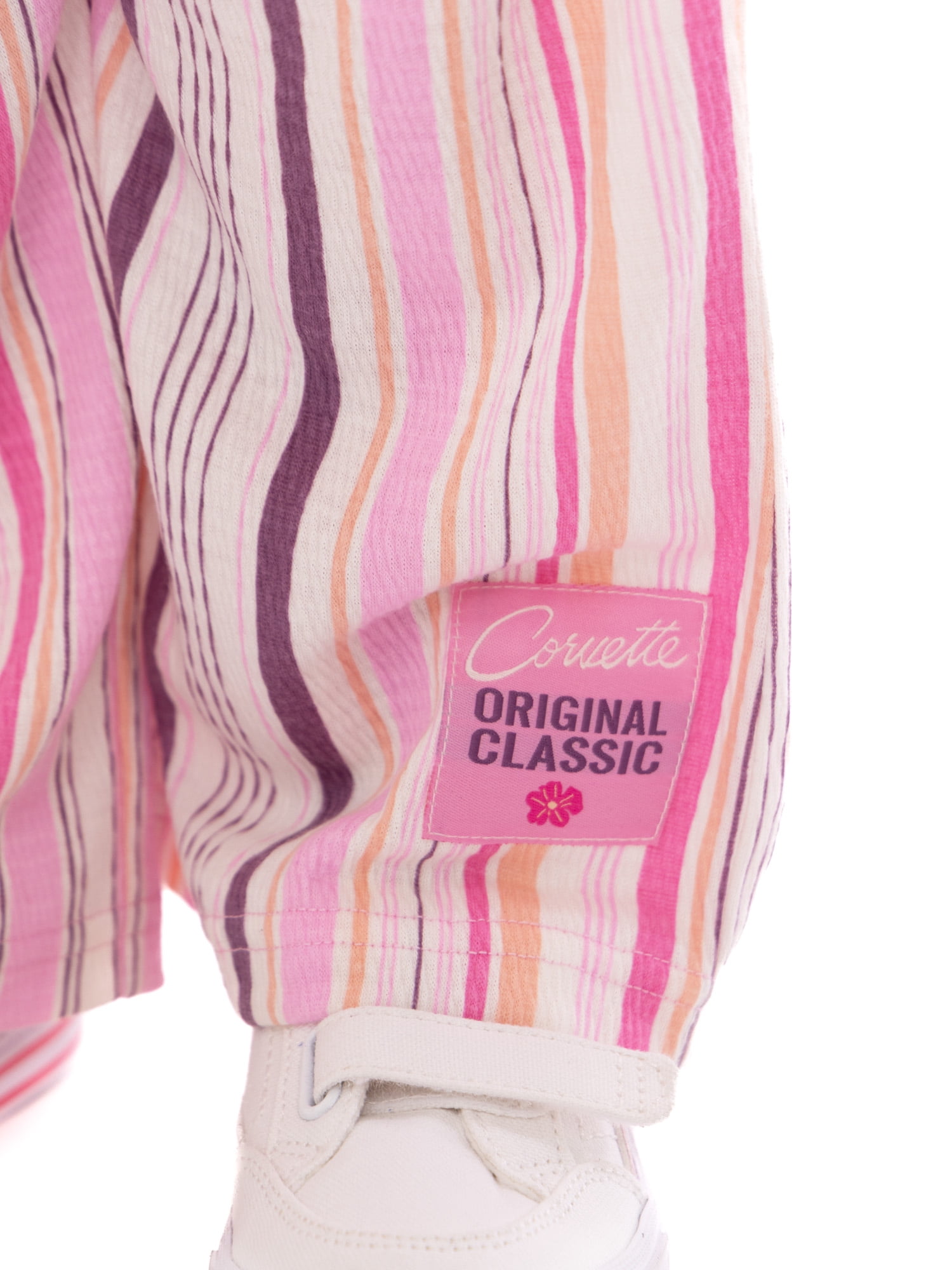 Corvette Toddler Girls Graphic Tee and Stripe Pants Set, 2-Piece, Sizes 12M-5T