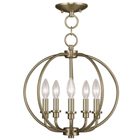 

5 Light Chain Lantern in Farmhouse Style 16 inches Wide By 15.25 inches High-Antique Brass Finish Bailey Street Home 218-Bel-1260975