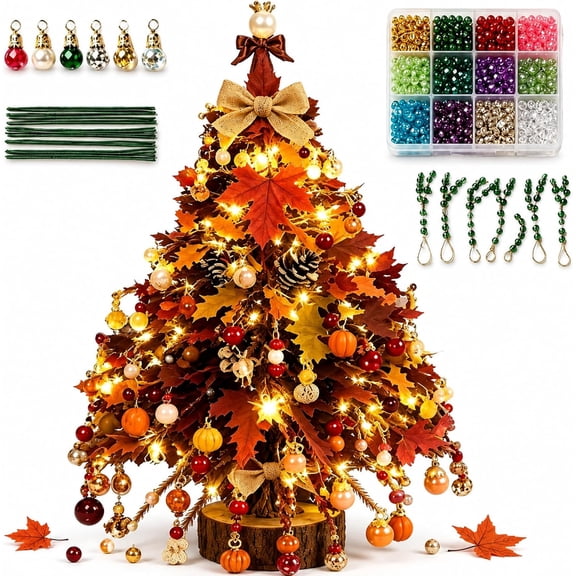 ARXTKWJB DIY Beaded Christmas Tree Kit, Handmade Mini Desk Xmas Bead Art with Crystal Beads and Metal Frame, Holiday Tabletop Decor
