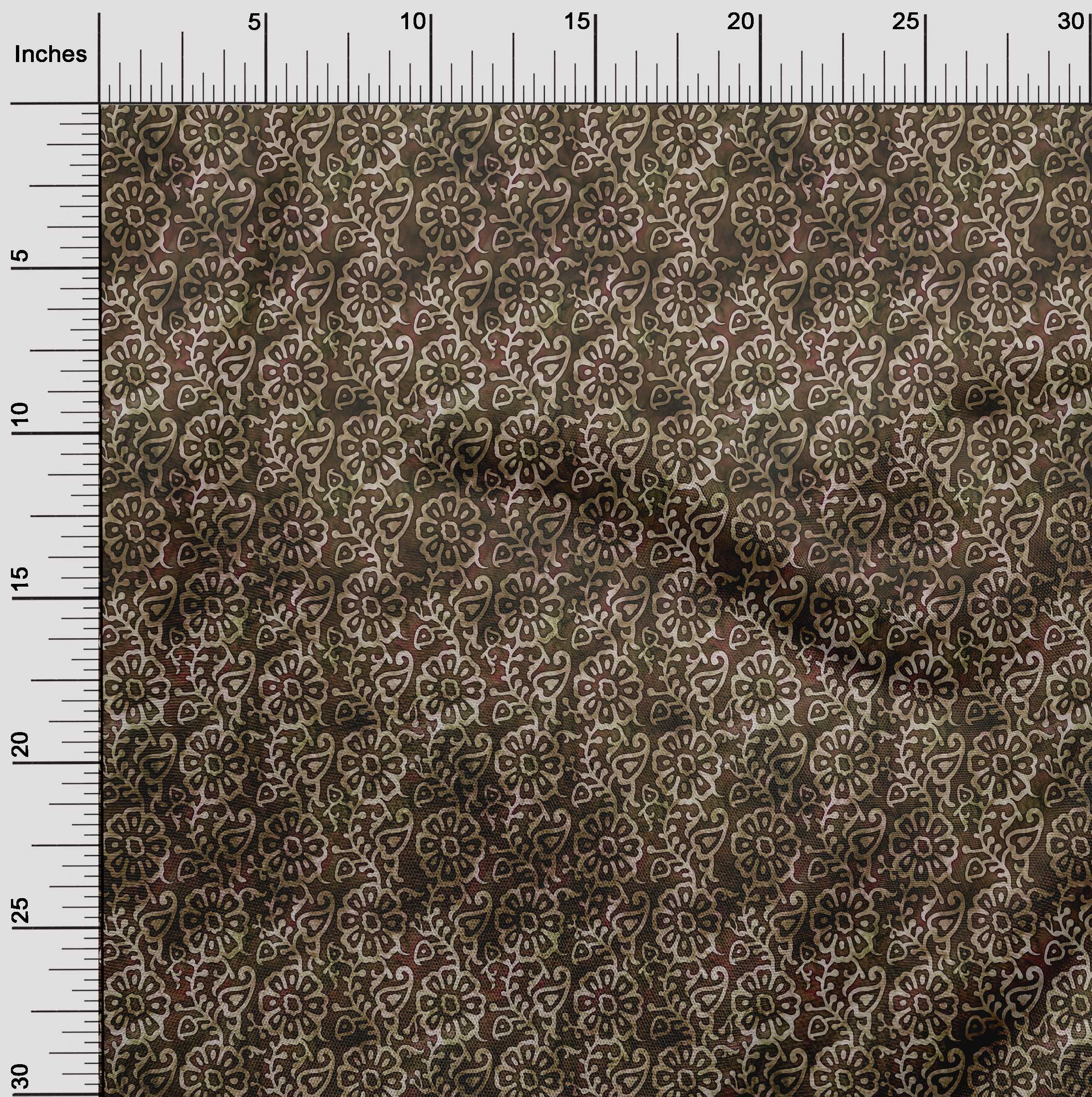 oneOone Polyester Spandex Dark Rose Brown Fabric Asian Batik Floral Diy Clothing Quilting Fabric Print Fabric By Yard 56 Inch Wide