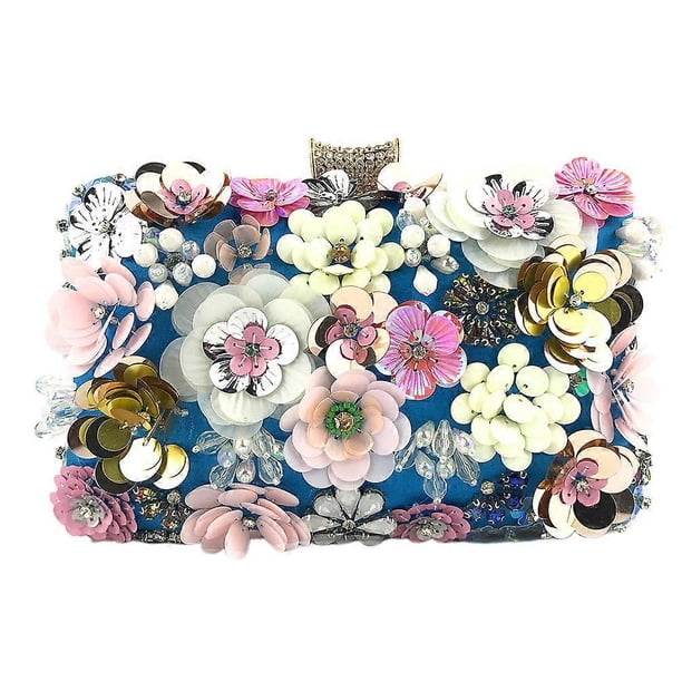 Handbag Evening Chain Bag for Parties Multi Color Beaded Sequin Design 1Pack