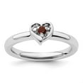 thumbnail image 4 of Auriga Fine Jewelry 925 Sterling Silver Garnet Heart Ring Size 7 for Women, 4 of 6