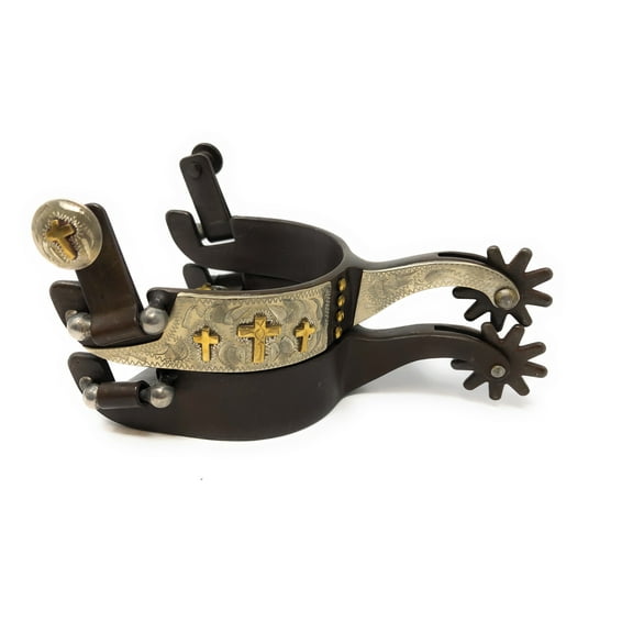 AJ Tack Triple Cross Antique Brown Spur Mens