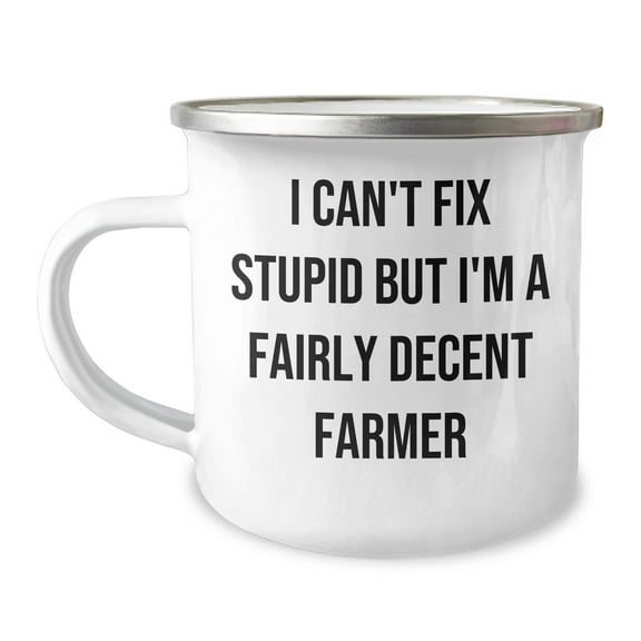 A Fairly Decent Farmer's Christmas Unique Gift, Funny Camping Mug, I Can't Fix Stupid, Farmer Gifts, Gifts from Men to Farmer, Christmas Unique Gifts (150-200 characters in total)