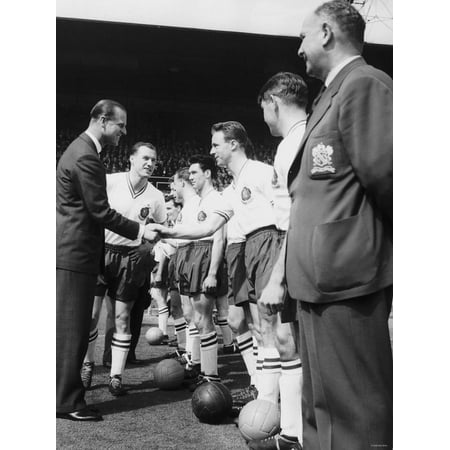 Prince Philip Meets the Bolton Players at the FA Cup Final Against Manchester United Print Wall