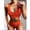 Orange, variant on EQWLJWE Women Textured Cutout High Cut Bikini, 2 Pieces U Neck High Cut Swimsuit Swimwear