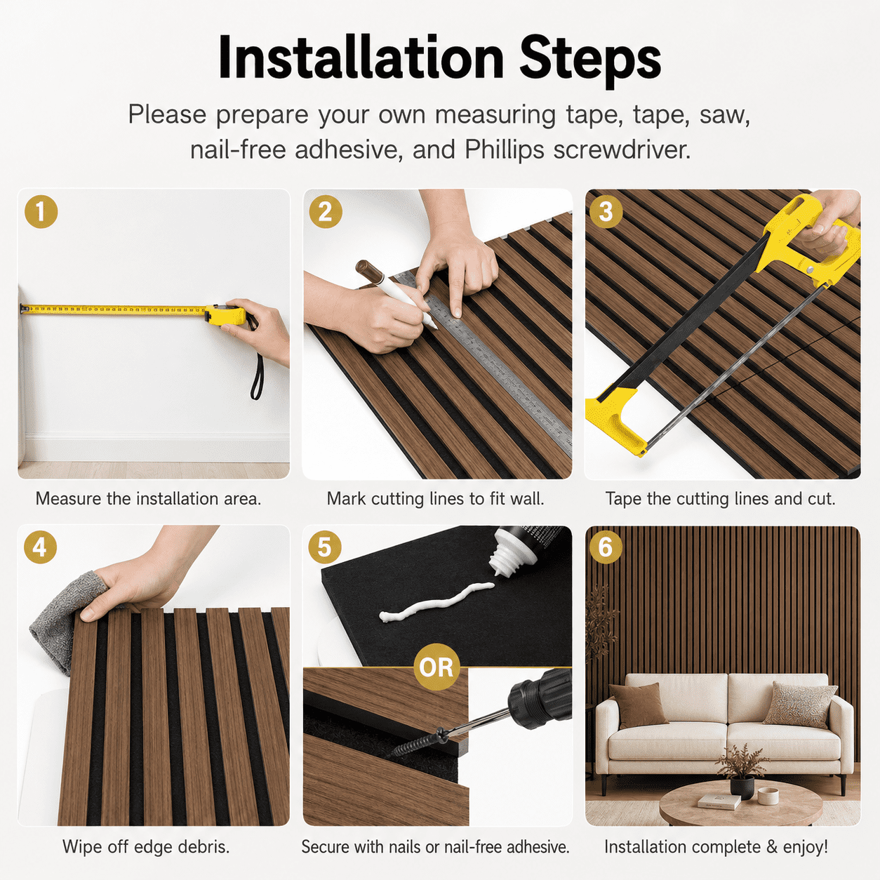 20-Pack Wood Slat Acoustic Wall Panels, 24" x 12" MDF Slat Wall Paneling for Modern Interior Wall Decor, Sound Absorbing Accent Panels, 39.99 Sq. Ft.,Walnut