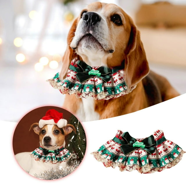 Festive Holiday Pet Neck Scarf Dress Up Accessory for Cats and Dogs with Adjustable Bib Design