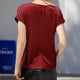 thumbnail image 4 of Gibobby Blusas Elegantes Para Mujer Camisa de satén de manga corta para mujer de primavera y verano, camiseta informal holgada de cuello redondo（Rojo， L), 4 of 5