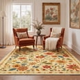 thumbnail image 4 of KUETH 8x10 Soft Botanical Rug for Living Room, Large Machine Washable Low Pile Non Slip Backing Area Rug, Warm Cream Rug for Bedroom Office, 4 of 5