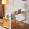 thumbnail image 5 of Beech Color Triamine Particleboard White Iron Pipe Cabinet, Multi-functional Storage with Drawer, USB Port, Three Sockets, Wireless Charging Computer Desk. Perfect for Home or Office Use, 5 of 9