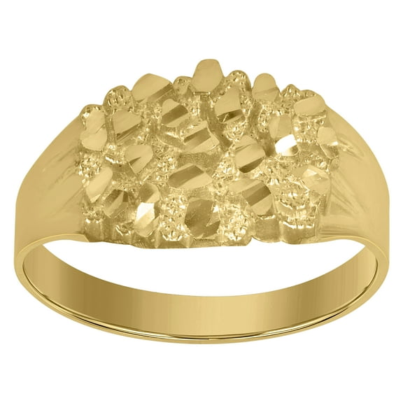 10k Yellow Gold Mens Nugget Dc Textured Band Ring