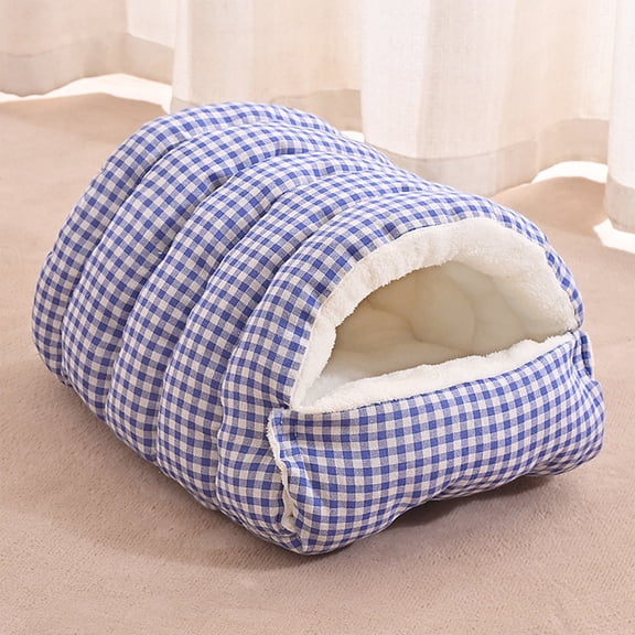 KOYPTL Self-Warming Cat Sleeping Bag, Enclosed Hooded Snuggle Sack with Dual-Side Plush Cat Cave Bed, Portable Foldable Pet Sleeping Pod for Indoor & Travel, Anti-Static,