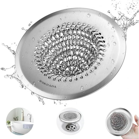Wokdada Shower Hair Catcher, 4.4" Stainless Steel Tub Hair Catcher, Easy-Clean Protector for Pop-Up & Regular Drains (Patented)