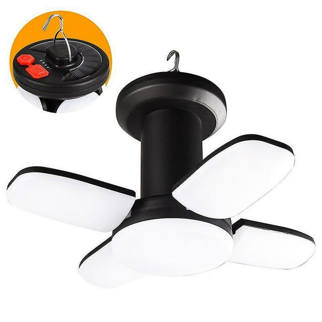BRILLAR Luz solar para acampar recargable por USB: 4500 mAh, 6 modos de iluminación, SOS de 360°, plegable, resistente al agua