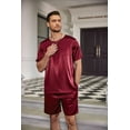 thumbnail image 2 of Ekouaer Men Silk Pajamas Set 2 Piece Pjs Soft Satin Sleepwear Shorts Button Down Tops Loungewear with Pockets, 2 of 6