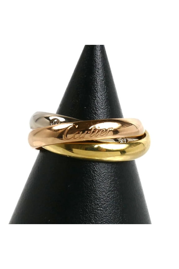 Pre-Owned CARTIER Cartier 18K Yellow Gold Pink White Trinity 5-Diamond Ring B4236453 Diamond 53...