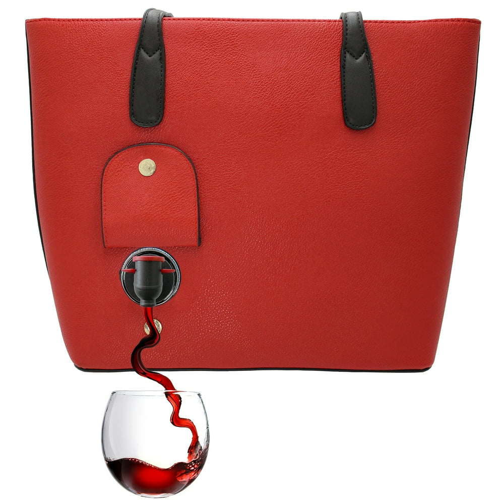 PortoVino Wine Purse Red Fashionable Wine Tote with Hidden
