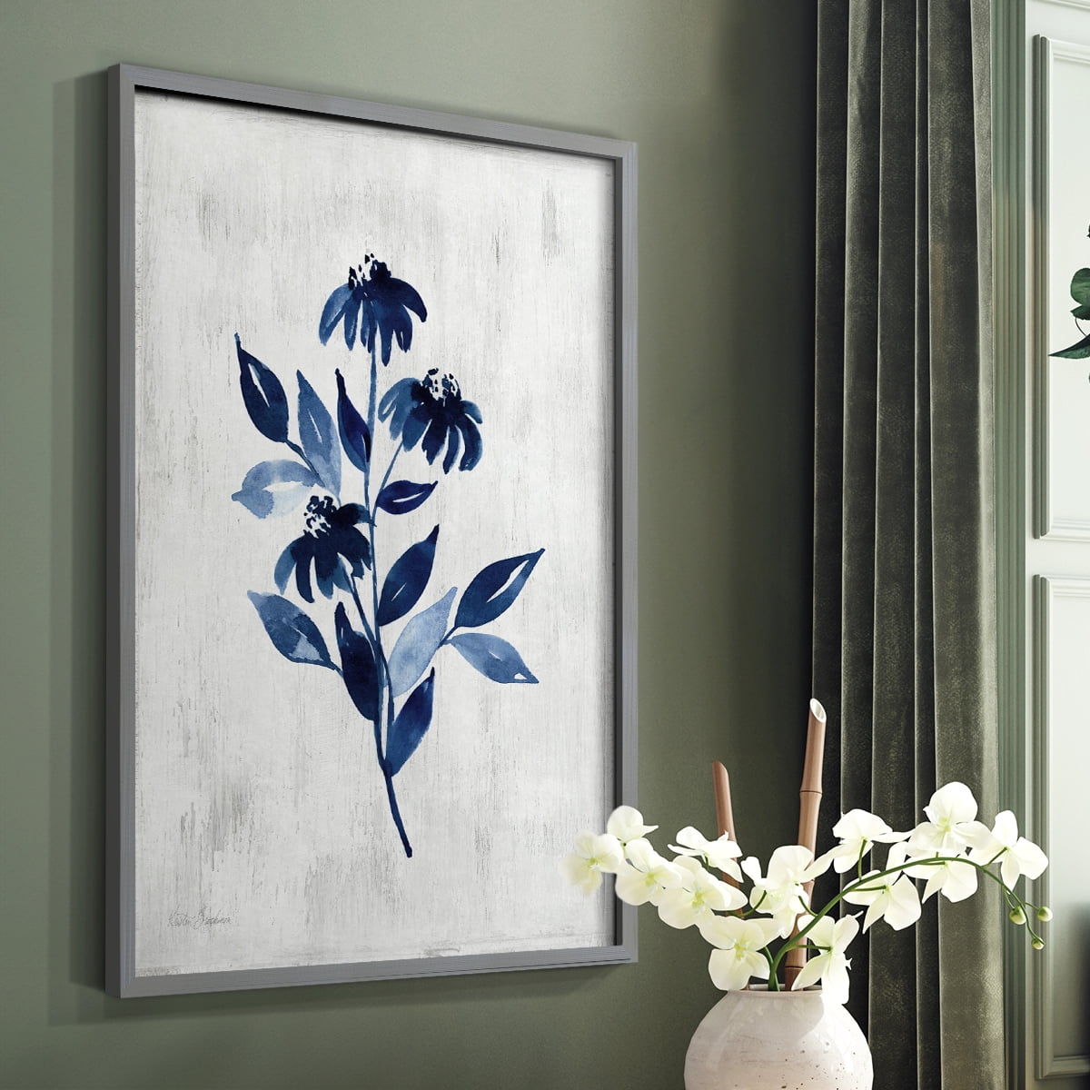 Wild Indigo I Framed Print in Gray Solid Wood 16 x 20 Framed Print