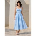 thumbnail image 5 of Vestido KUTUMAI de encaje de verano con cuello cuadrado, midi, azul y bolsillos, 5 of 5