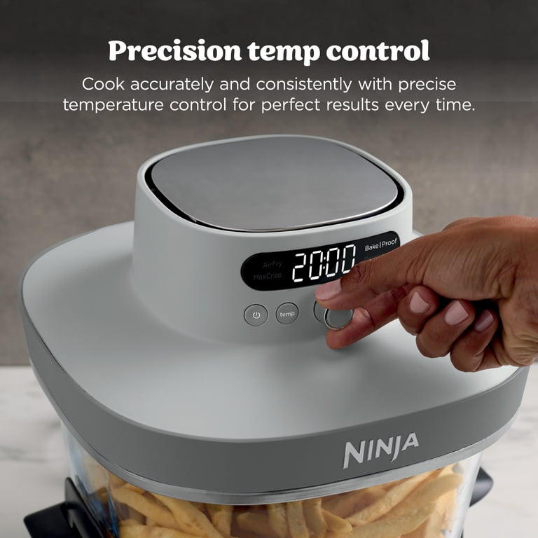 Ninja Crispi Pro Glass Air Fryer 6-Qt, 4-in-1, Air Fry Bake Recrisp Dehydrate, Dishwasher Safe, As100wh White