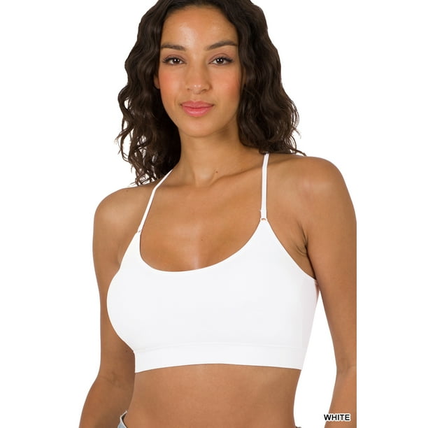 Zenana Women & Plus Cross Back Padded Seamless Bralette Sports Bras