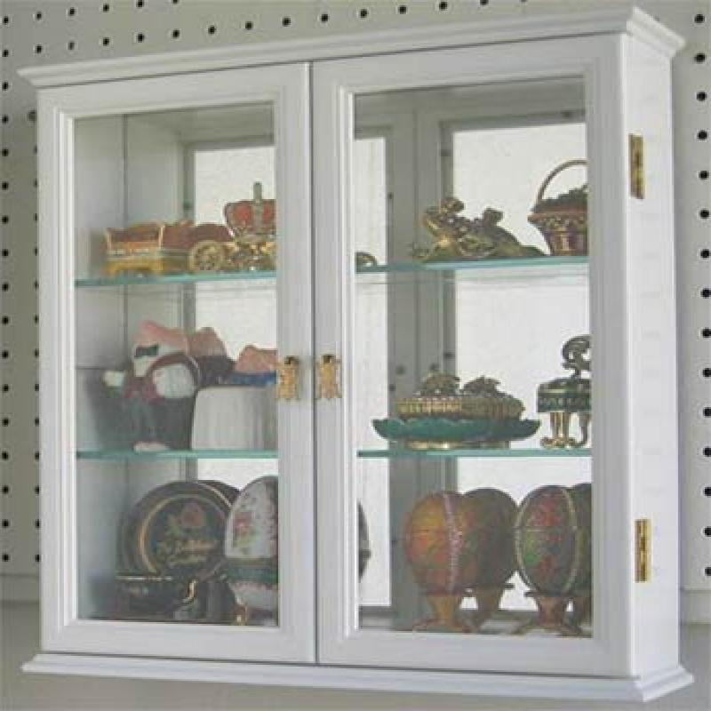 Small Wall Mounted Curio / Wall Display Case with glass door (White)
