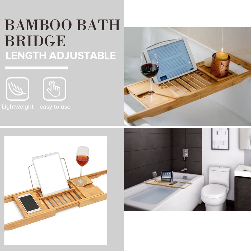 Extendable Bamboo Wood Bath Caddy Bath Tub Rack Bridge Tray Shelf Tidy Holder ！ 