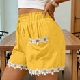 thumbnail image 6 of Women's Solid Color Lace Decal Drawstring Elastic Waist Shorts with Pockets, 6 of 9