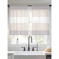 thumbnail image 3 of Gray Beige Stripe Semi Sheer Curtains 54 Inch Length 2 Panels Set, Modern Art Horizontal Striped Sheer Kitchen Curtain Privacy Voile Window Curtain for Living Room Bedroom Rod Pocket Drapes, 3 of 7