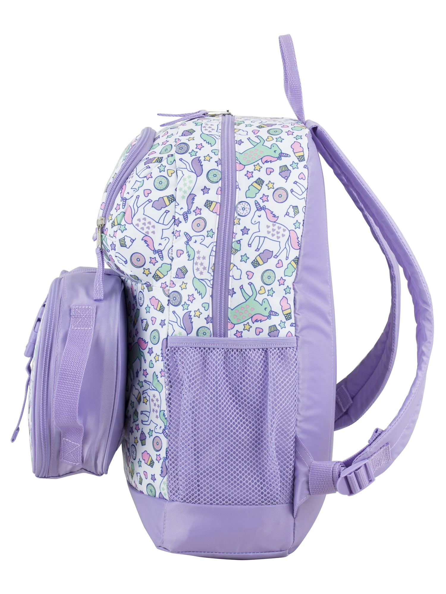 Fuel Unisex 4-Piece Combo Backpack with Lunch Box, Storage Case and Shoe Pouch, Unicorn Donut Print