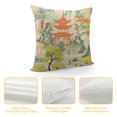 thumbnail image 4 of JEUXUS Chinoiserie Pillow Cover Coral Green Asian Scenic Throw Pillow Covers Square Cushion Cover Farmhouse Home Decorative for Bedroom Couch Bed Living Room, 4 of 5