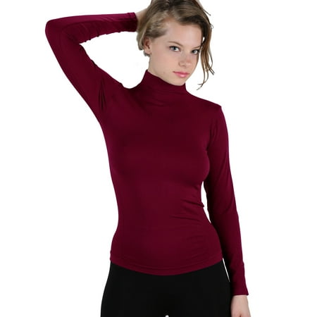 Download Kuda Moda - Women Stretch Long Sleeve Mock neck Turtleneck ...